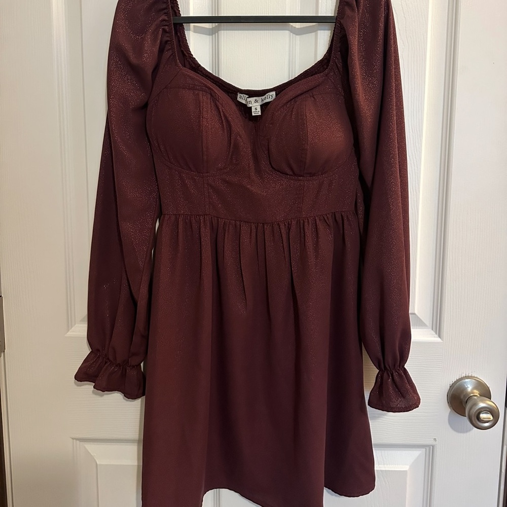 Long sleeve maroon dress